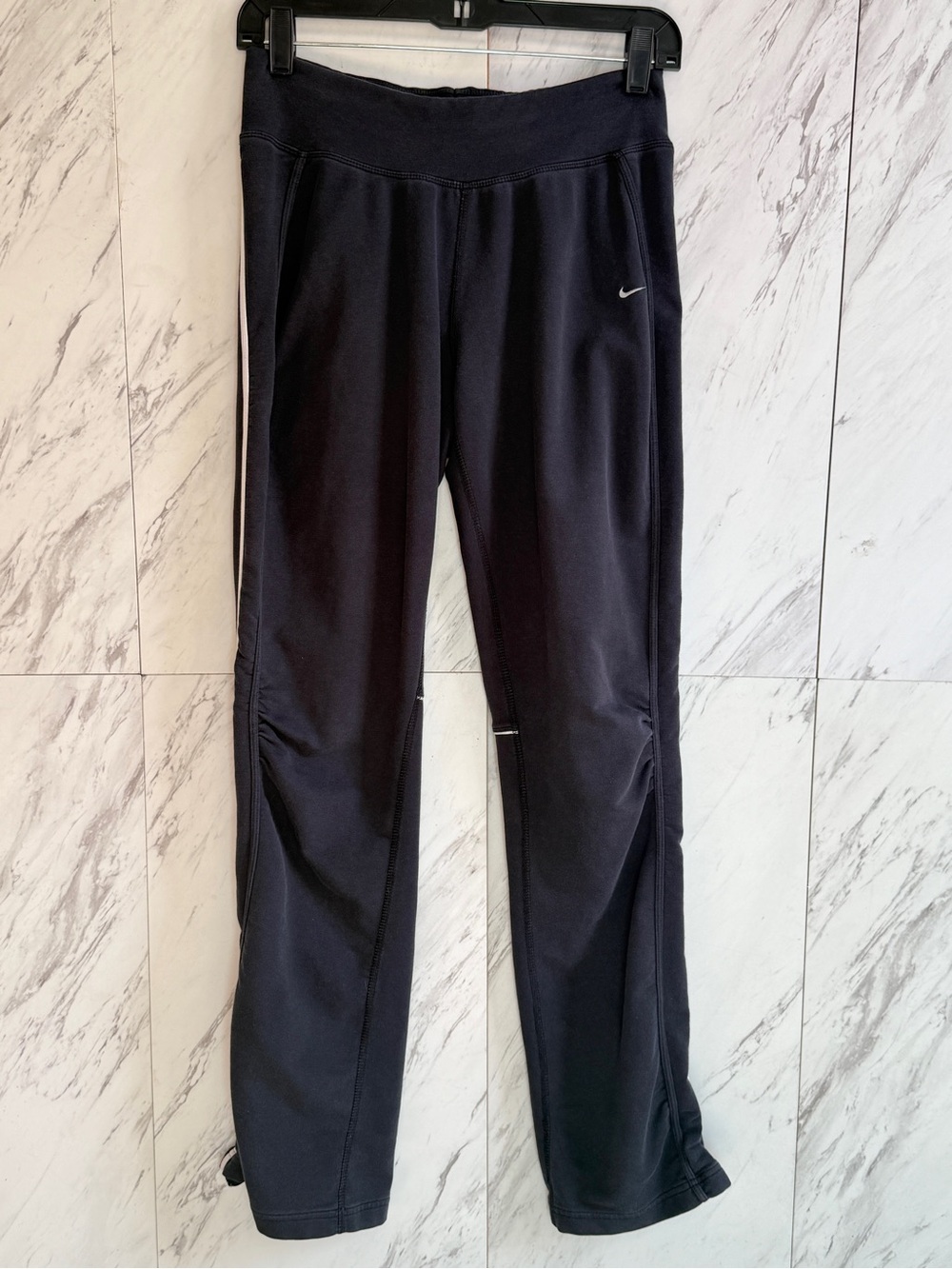 Nike Dri Fit Swoosh Black Zip Flare Athletic Pants Womens Small Track Pants